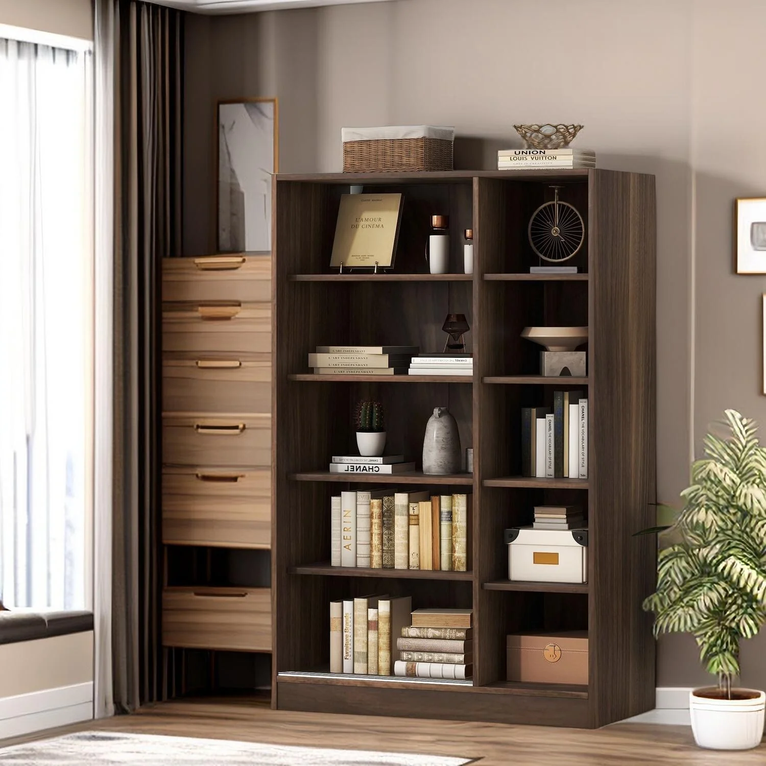 Shutter Wardrobe Mid-century 3-Door  with shelves For Bedroom