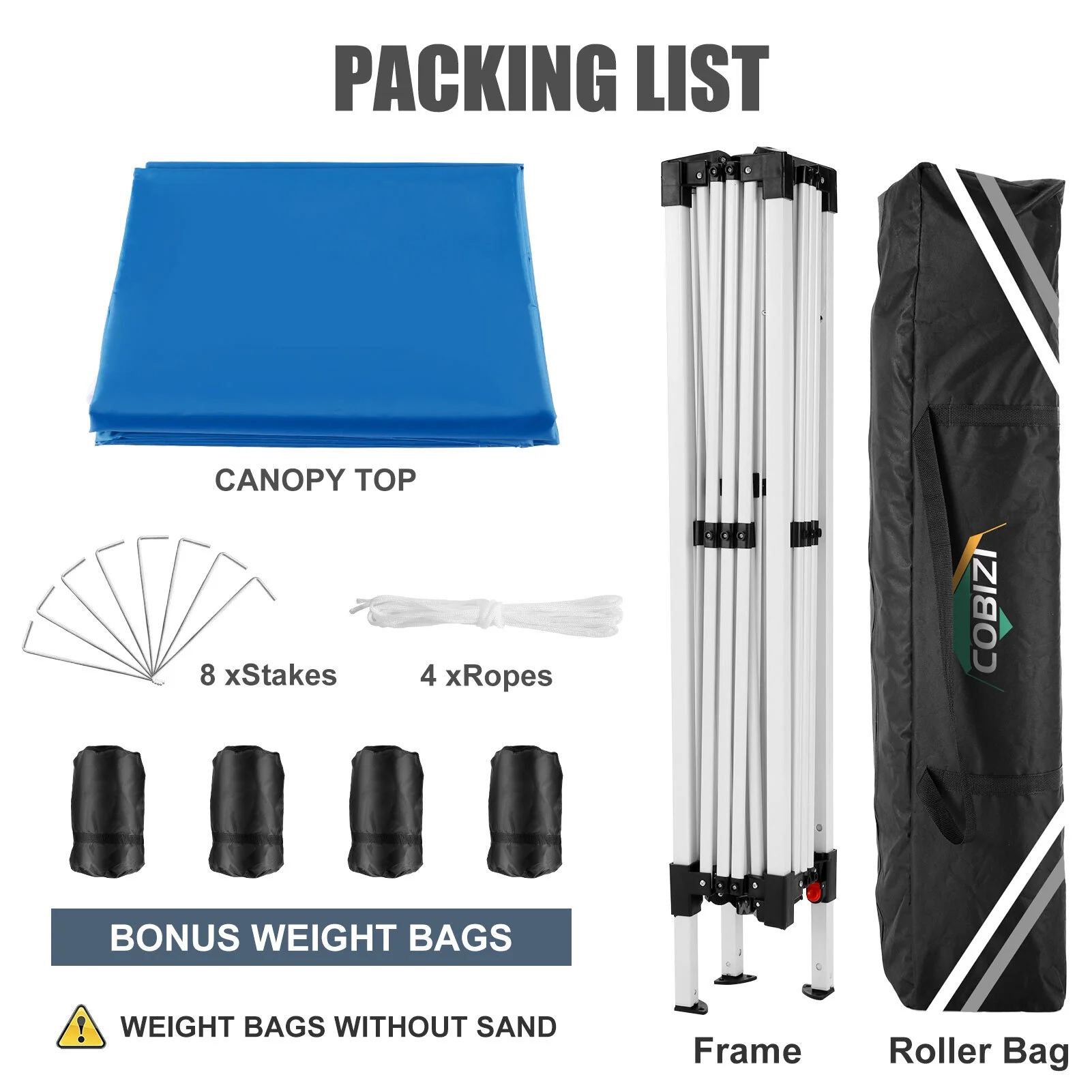 COBIZI 10'x10' Pop up Canopy Tent, Outdoor Instant Commercial Tents, Shade Shelter Gazebo,for Backyard Parties Event,Blue