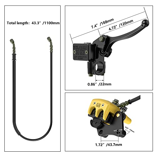 Front Disc Brake Master Cylinder Caliper with Brake Pad Assembly Replacement for Chinese 50cc 70cc 90cc 110cc 125cc Dirt Bike Pit Bike