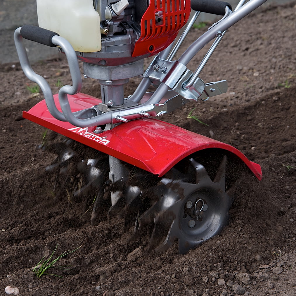 Heavy Duty Mantis Tiller and Cultivator, 4-cycle gas powered 35cc Honda Engine, Easy start, variable speed, Garden tiller, 16