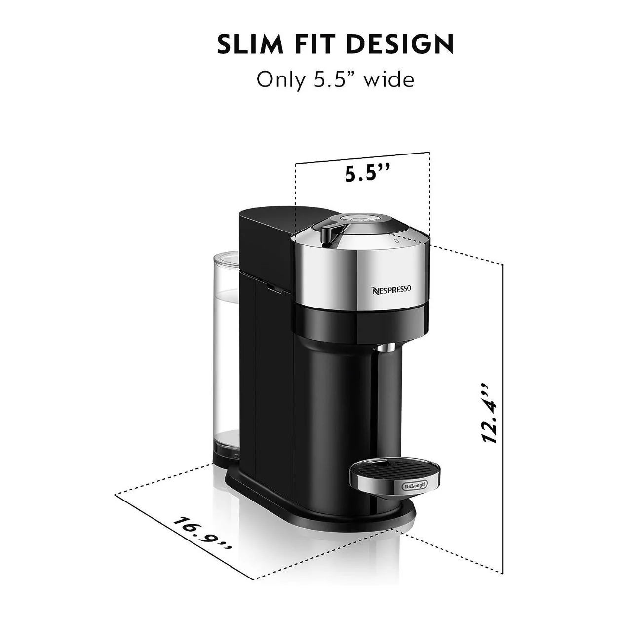 Nespresso Vertuo Next Deluxe Compact Coffee and Espresso Machine (Silver) with Milk Frother Bundl