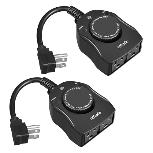 Outdoor Timer Outlet, Dusk to Dawn Light Sensor Timer, Outdoor Light Timer for Electrical Outlets Weatherproof, 2 Grounded Outlets for Christmas Lights, 15A 1/2HP, CSA Listed (1 Pack)