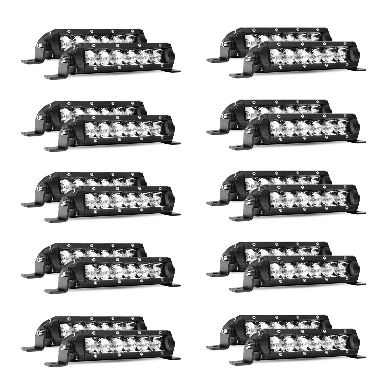 NILIGHT 20 PCS 7 Inch 30W LED Light Bar Super Slim Spot Driving Lamps Single Row Off Road Lights for JEEP, SUV, Boat, 2 YEAR WARRANTY