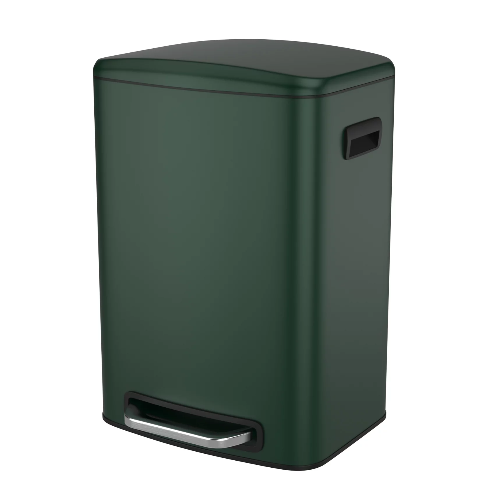 Ufurpie 13 Gallon 50L Thickened Stainless Steel Trash Can with Lid,Foot Pedal Operated Soft Close Trash Can,for Kitchen Bathroom,Green