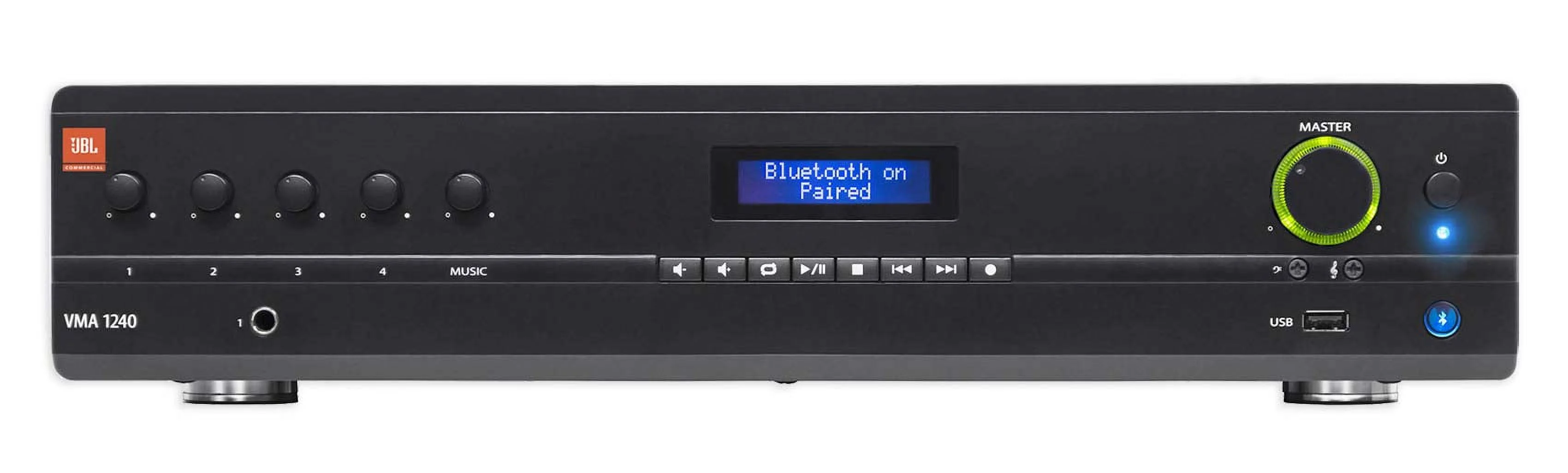 JBL VMA1240 Commercial/Restaurant 240W 70v Bluetooth Mixer/Amplifier, 5 Inputs