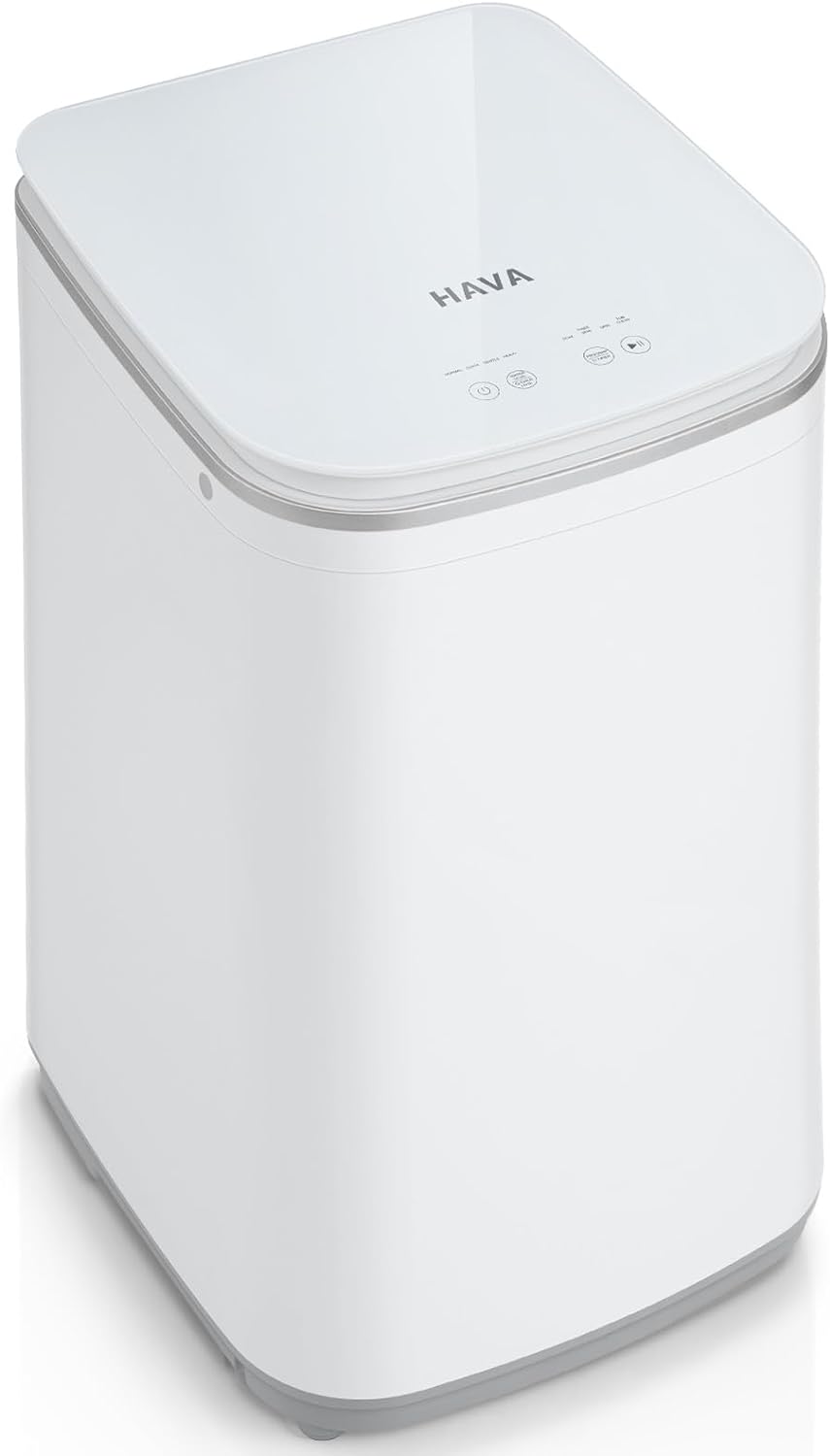 HAVA Portable Washing Machine, Small Washer 0.8 Cu. Ft. Capacity, Fully Automatic with 8 Wash Cycles, Touch Button & LED Display, Space Saving for Apartments, Dorms, and RVs