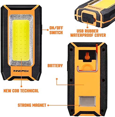 2pack LED Rechargeable Magnetic Work Light 40W 1500Lumens, Hanging Hook 3 Lighting Modes, Job Site Lighting for Car Repairing, Camping, Working, and Hurricane