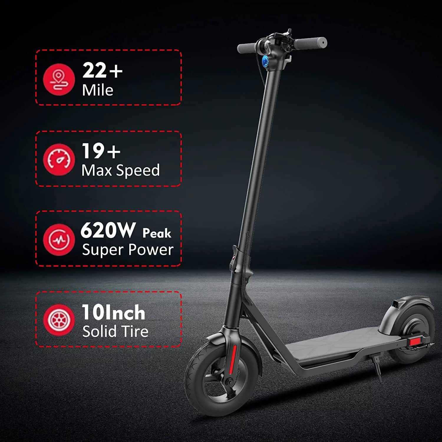 LIEAGLE Electric Scooter for Adults 450W Motor 22 Miles Long Range 19MPH 10in Solid Tires Portable Folding Commute Scooter