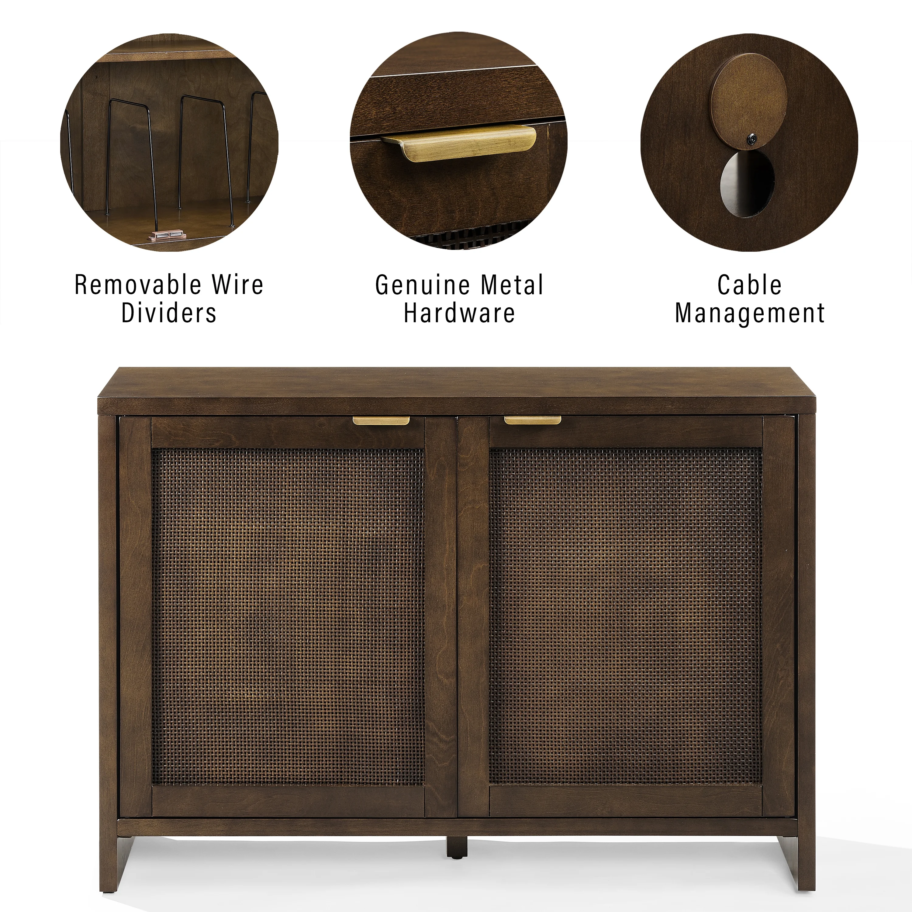 Crosley Furniture Kenji Media Console, Record Player Stand with Vinyl Storage, Modern Home Organizer