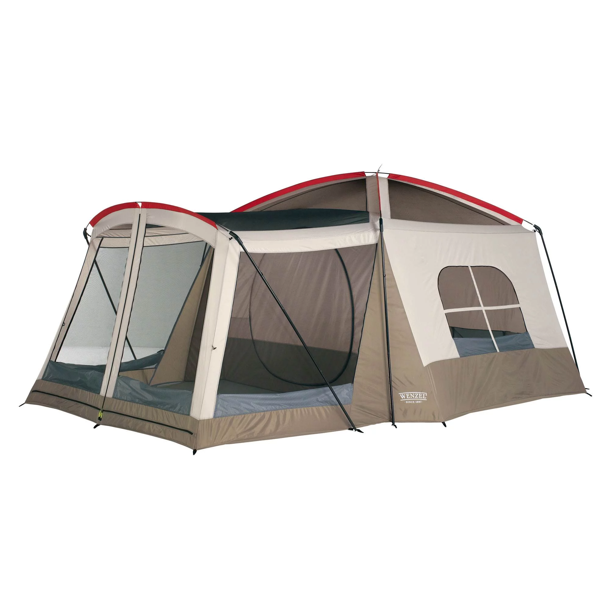Wenzel Klondike 8-Person Large Outdoor Camping Tent with Screen Room, Brown