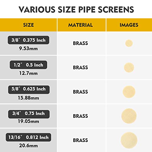 Scotte 200 pcs Brass Pipe Screens Metal Pipe Filter Screen with Storage Box