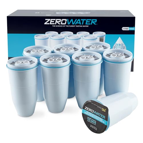 ZeroWater Official Replacement Filter - 5-Stage 0 TDS Filter Replacement - System IAPMO Certified to Reduce Lead, Chromium, and PFOA/PFOS, 2-Pack