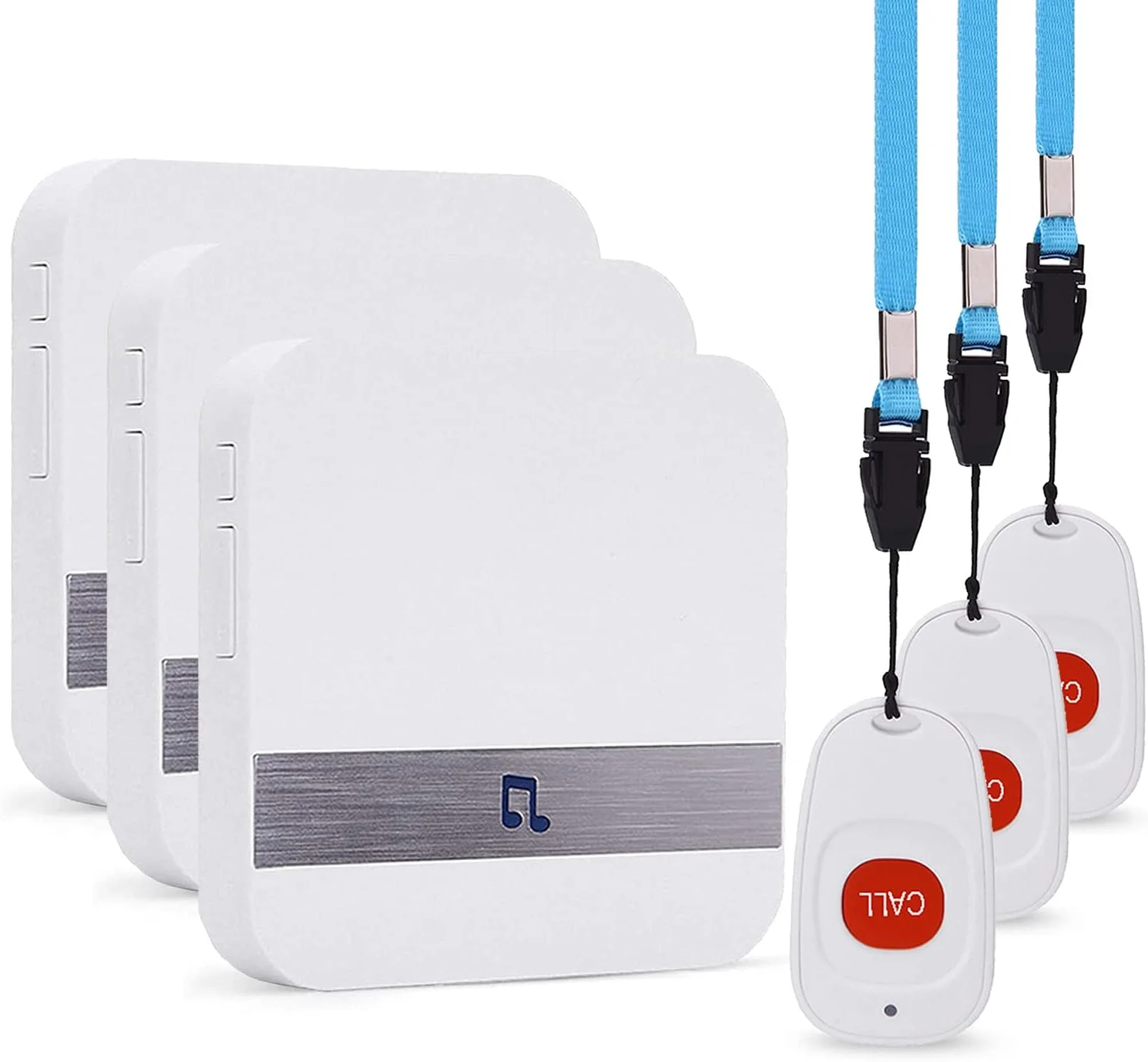 Caregiver Pager Life Alert Systems for Seniors IP55 Waterproof, Fall Alert Devices for Elderly, Panic Buttons