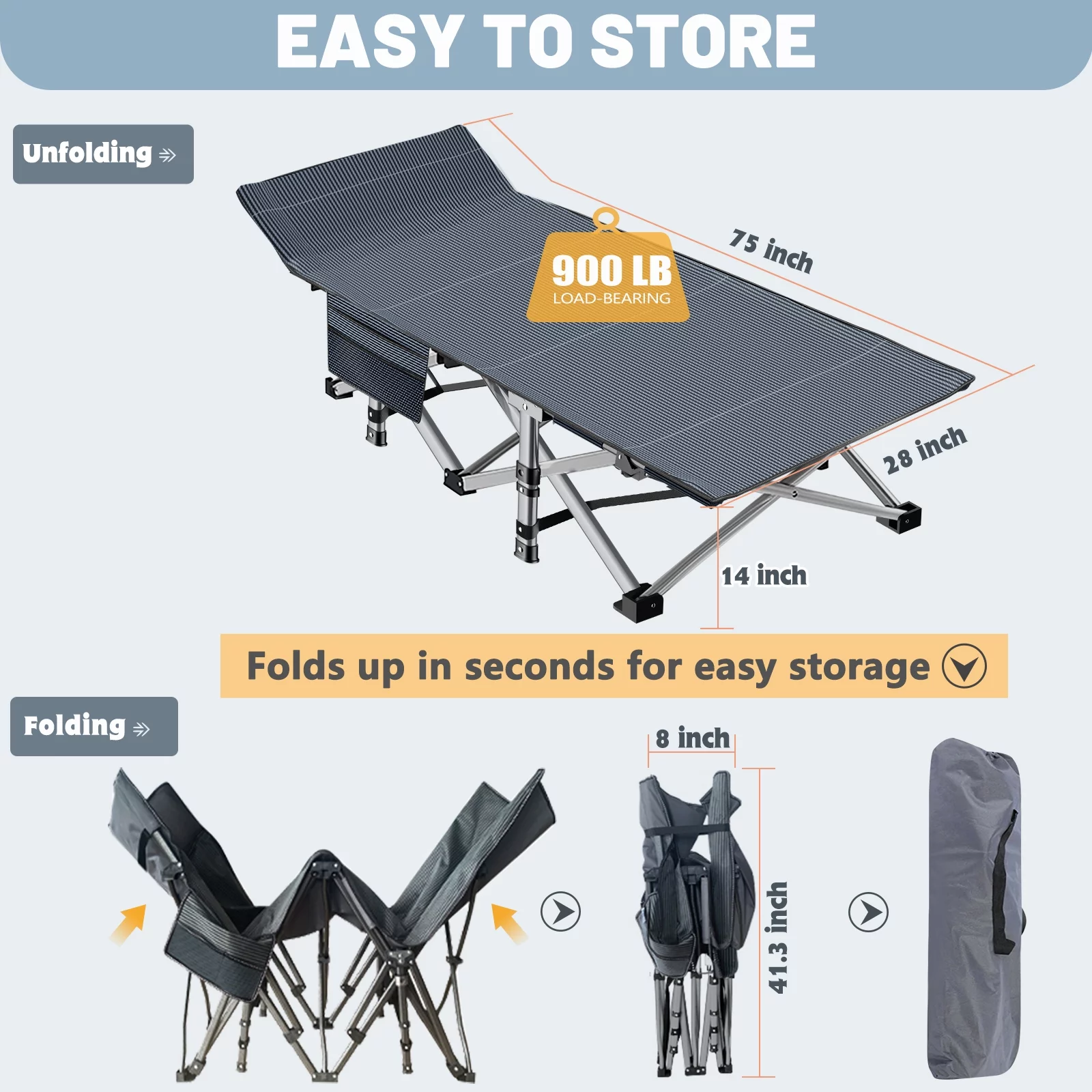 MOPHOTO Camping Cot for Adults, 75