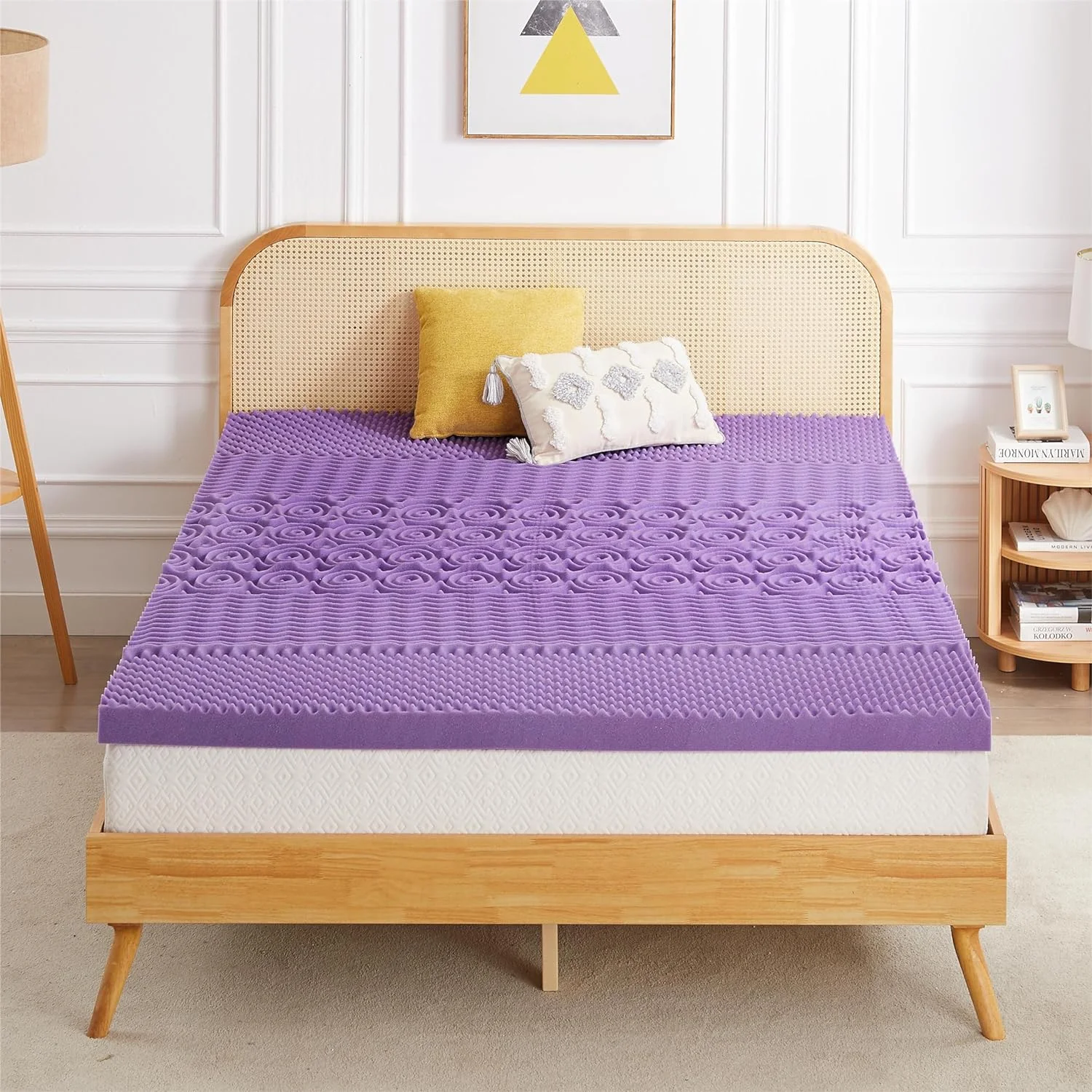 Mattress Topper, 3 inch Full Size 5-Zone Memory Foam Bed Topper, Targeted Support, Pressure Relief, Lavender