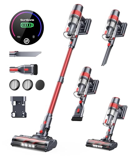 Cordless Vacuum Cleaner, 450W 40Kpa Stick Vacuum with Touch Screen, 55 Mins Runtime Rechargeable Vacuum, Lightweight Powerful Vacuum Cleaner for Home with 1.5L Cup for Pet Hair Carpet Hardwood Floor