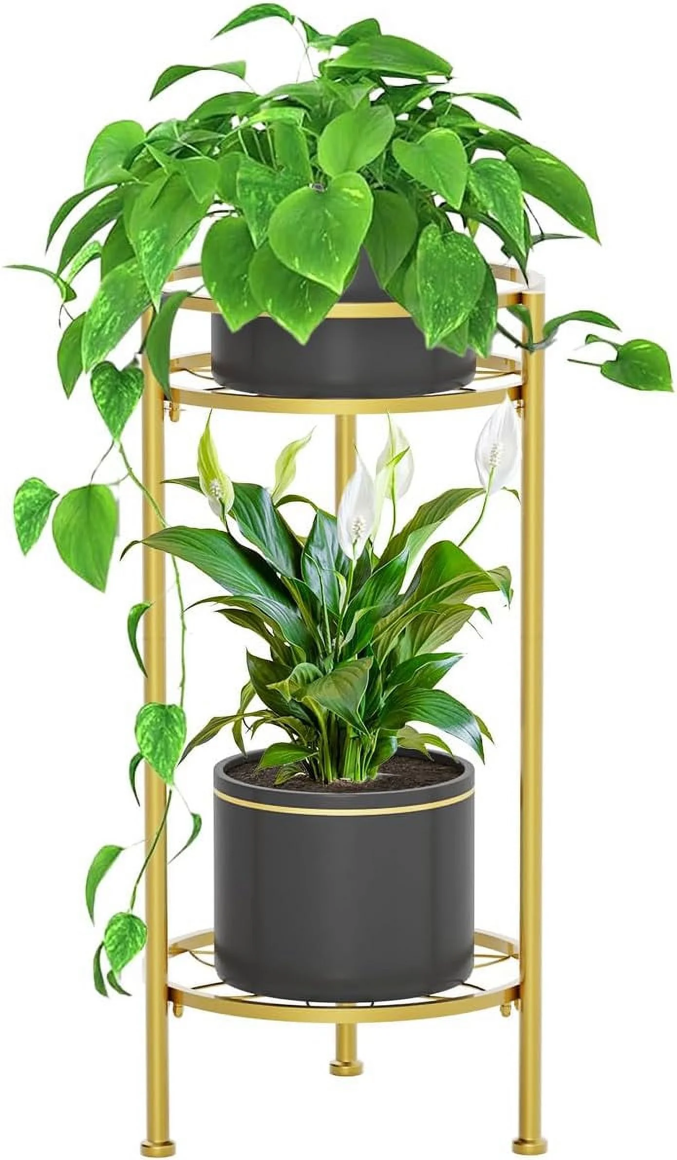 Plant Stand Indoor ,2 Tier Metal Plant Stand 23.5'' Tall Heavy Duty Sturdy Plant Shelf Holder,Rustproof Decorative Plant Stands Outdoor for Corner Garden Patio Livingroom Balcony