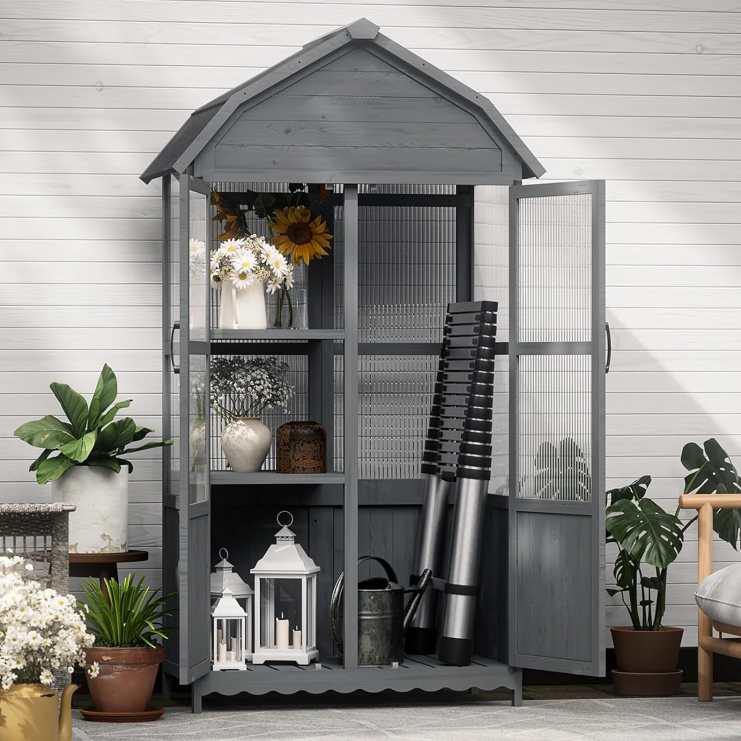 Oarlike Wooden Outdoor Storage Cabinet, 71