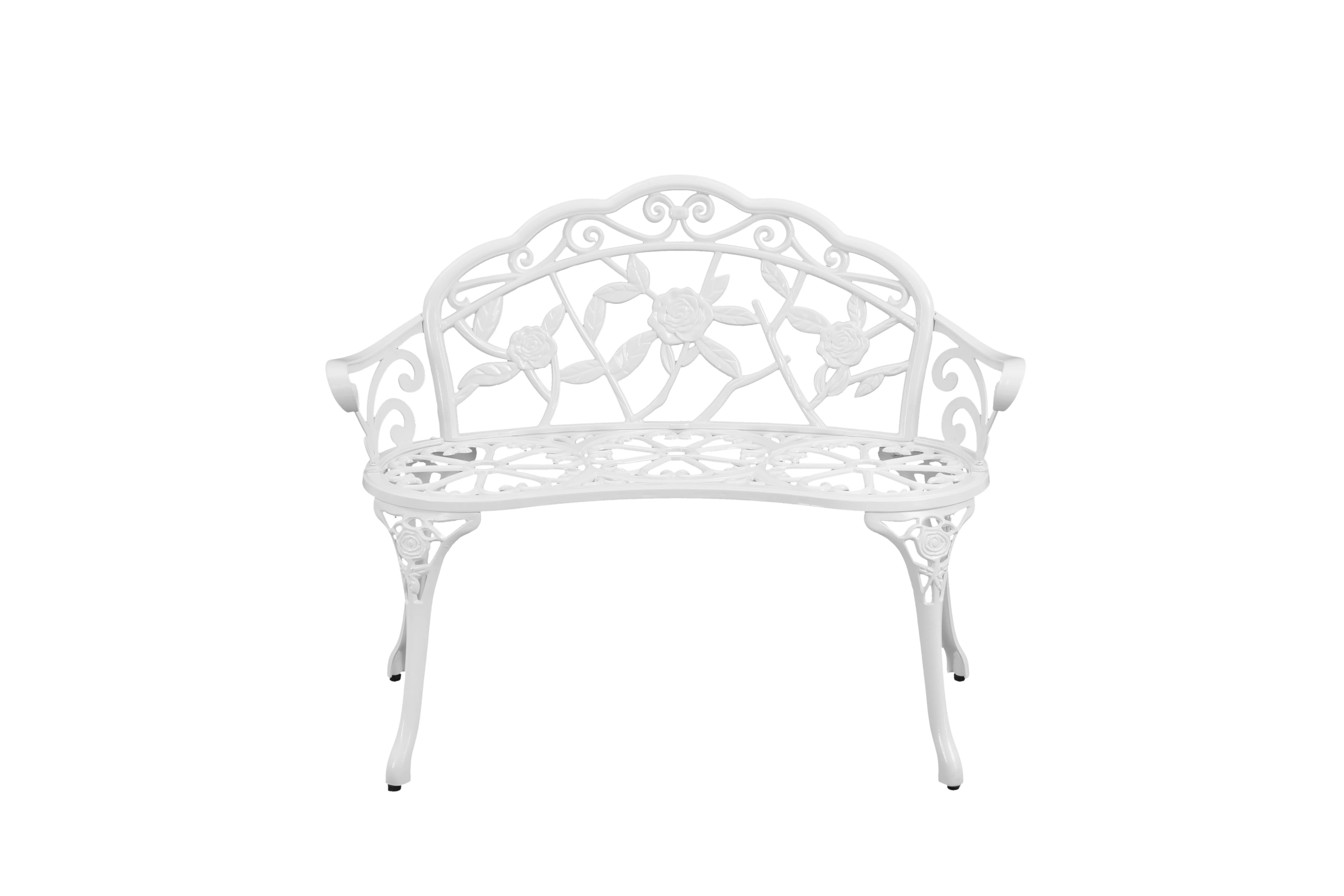 HOMEFUN 39 in. White Outdoor Aluminium Garden Bench