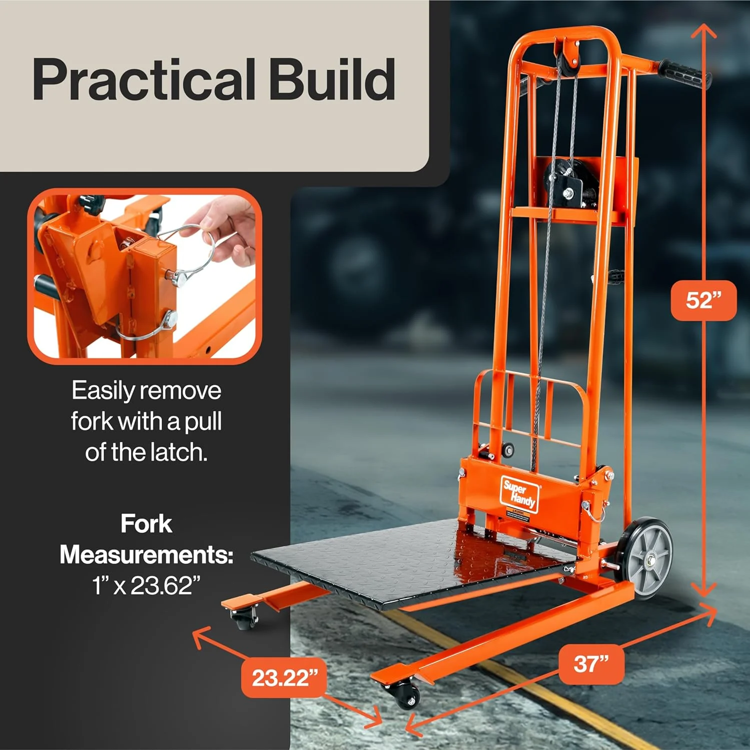 SuperHandy Material Lift Winch Stacker, Pallet Truck Dolly, Lift Table, Fork Lift, 330 Lbs 40