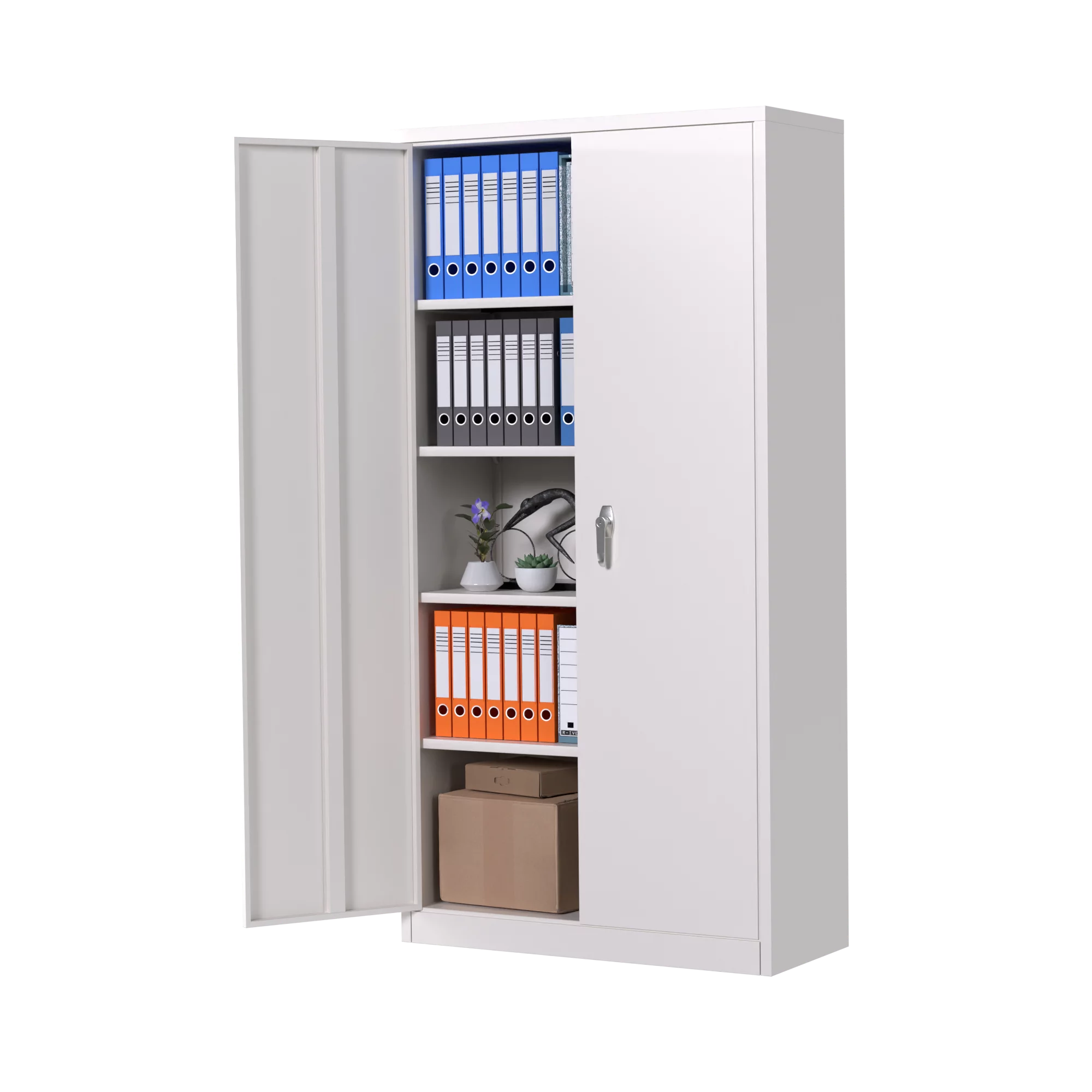 JAORD  Metal Storage Cabinets with 4 Adjustable Shelves & 2 Locking Doors for Office, Home, Garage, Kitchen (Gray)