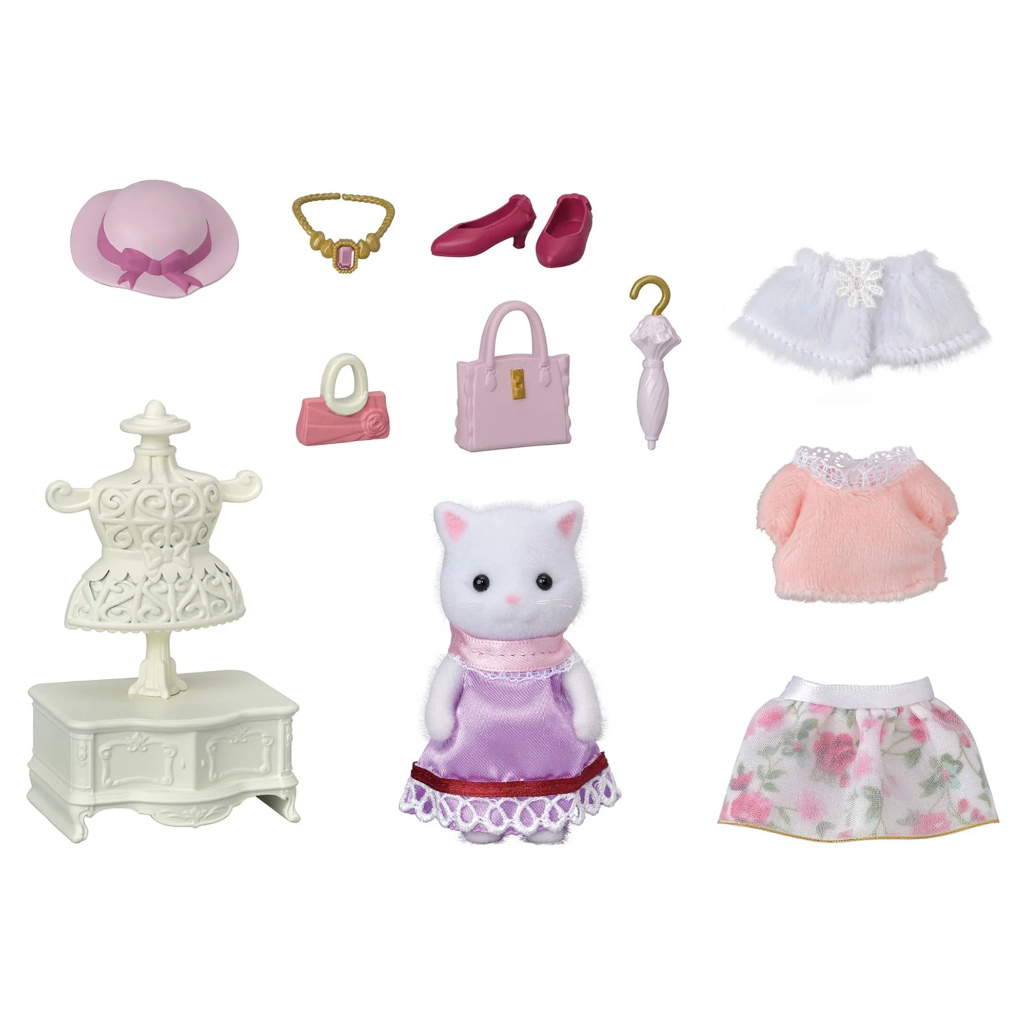 Calico Critters Fashion Playset Persian Cat, Dollhouse Playset with Figure and Fashion Accessories