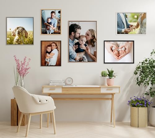 Kate and Laurel Sylvie Custom Printed Framed Canvas Wall Art, 16x20 Natural, Personal Canvas Print with Your Photos for Bedroom or Living Room Gallery Wall Decor | Printed and Hand Framed in the USA