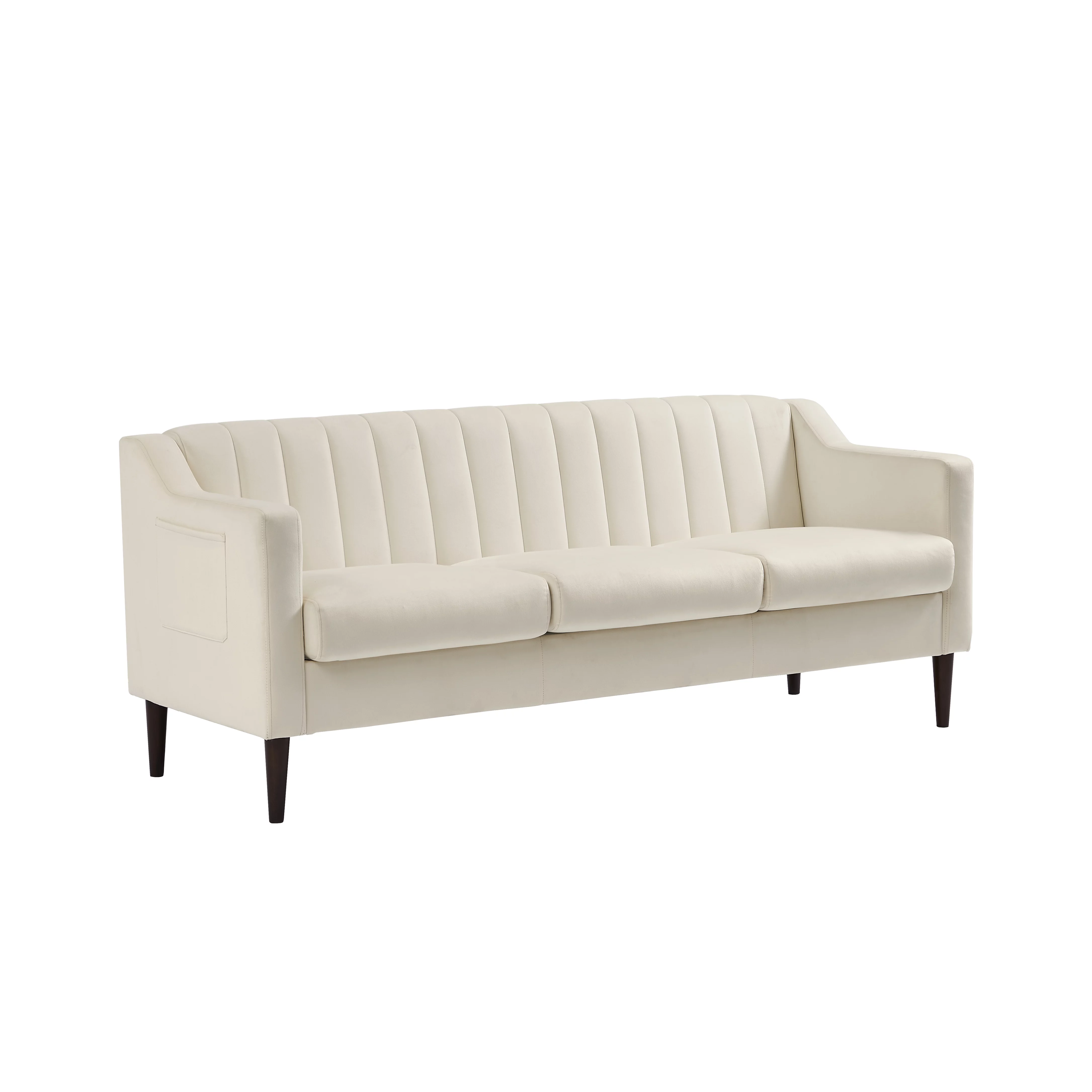 Modern 3 Seater Velvet Sofa, Upholstered Couch with Removable Cushions Solid Wood Legs for Living Room Office Apartment