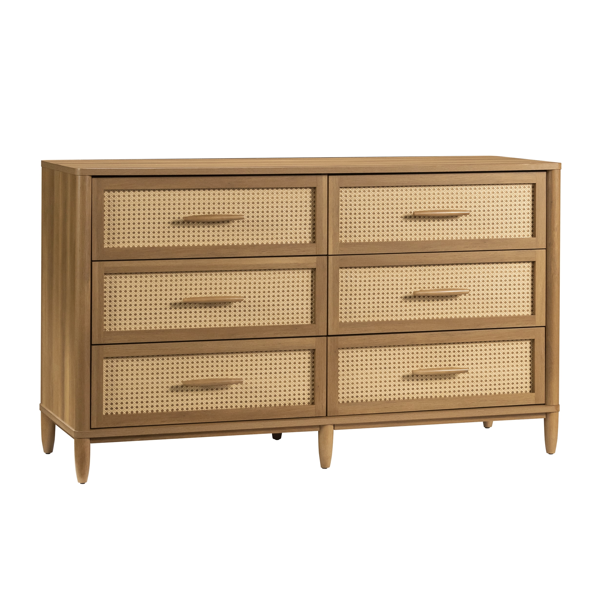 Better Homes & Gardens Springwood Caning 6-Drawer Dresser, Light Honey Finish