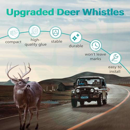 Elook Upgraded Deer Whistles for Car, Deer Horn for Car, Save Deer Whistle for Vehicles, Trunks, Motorcycle, Three-Horn, 4 Pack (Patented Product)