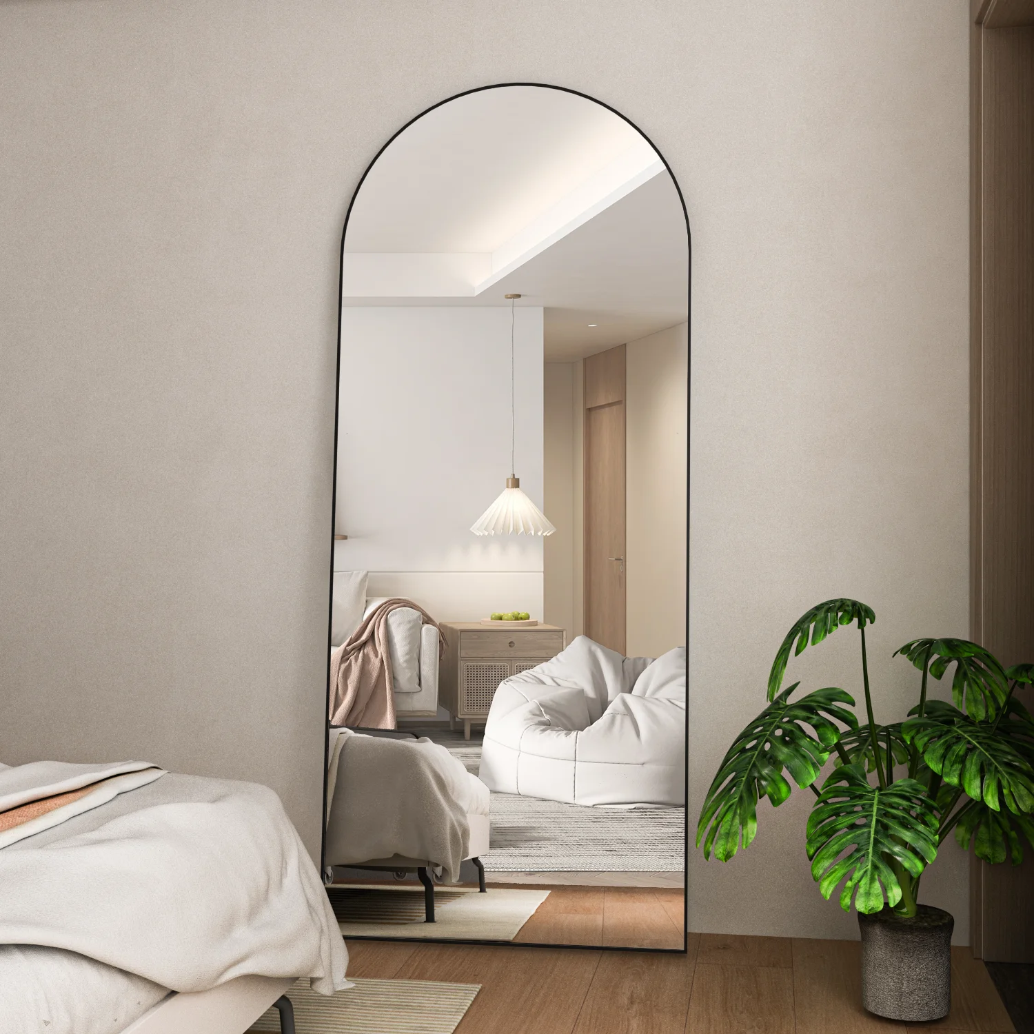 CONGUILIAO Arched Mirror Full Length Arch Mirror 65''x24'' Floor Mirror Black Mirror Body Mirror