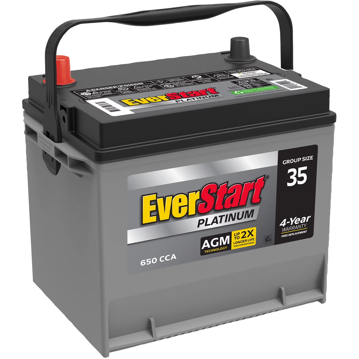EverStart Platinum AGM Automotive Battery, Group Size 35 12 Volt, 650 CCA