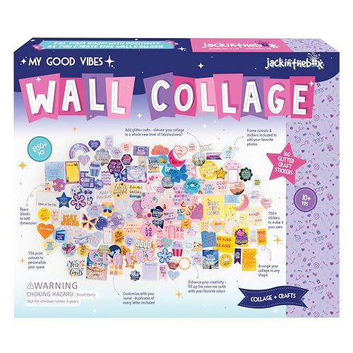 jackinthebox DIY Wall Collage Kit with Glitter Crafts, 1350 PCS, Aesthetic Wall Decor for Teen & Tween Girls, Great for 11 12 13 14 15 Year Old Girls...