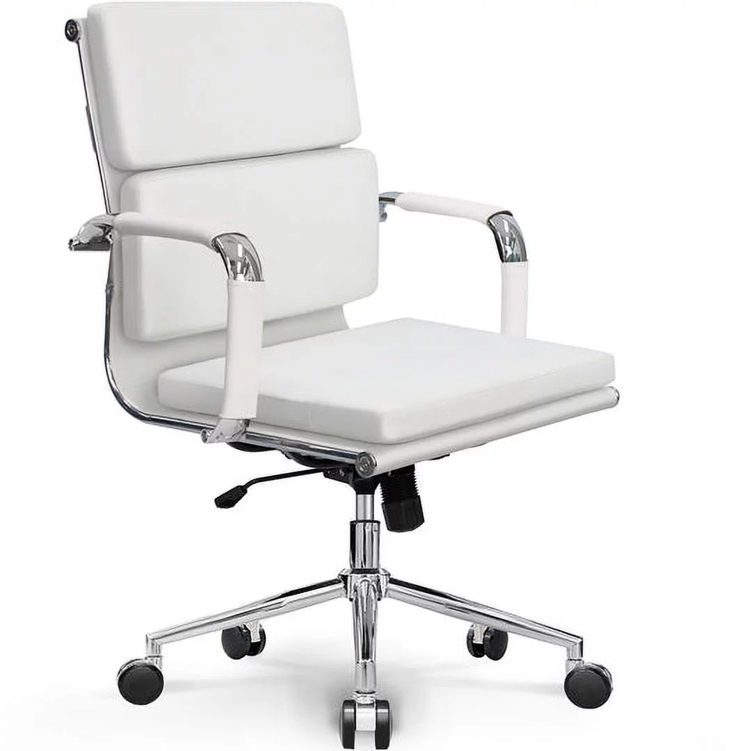 Neo Chair Mid Century Modern Conference Chair Mid-Back Cushioned Office Chair, White