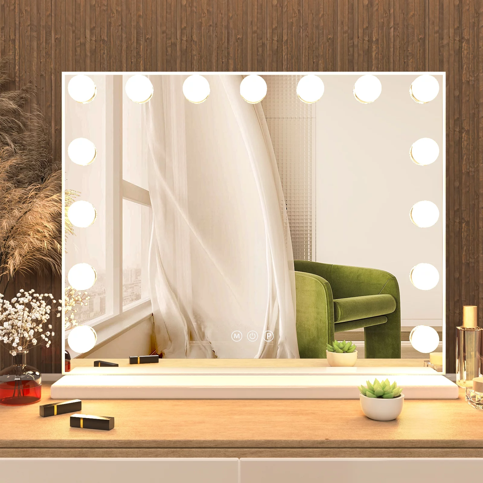 CONGUILIAO Vanity Mirror with Lights Bluetooth Hollywood Makeup Mirror, Large Vanity Lighted Mirror, Hollywood Mirror with 3 Color Modes
