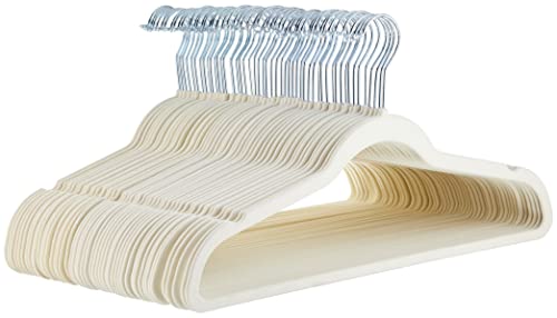 Amazon Basics Slim, Velvet, Non-Slip Suit Clothes Hangers, Pack of 50, Black