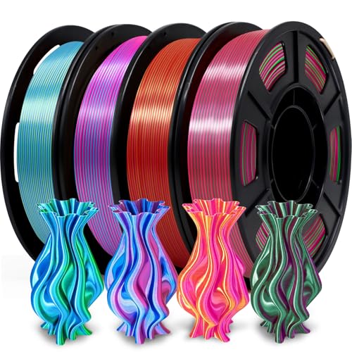 YOUSU 3D Printer Filament Bundle, Glow in The Dark Filament Multicolor, Green, Blue, Purple and Rainbow, PLA Filament 1.75 mm, Dimensional Accuracy +/- 0.03 mm, 250g X 4 Pack