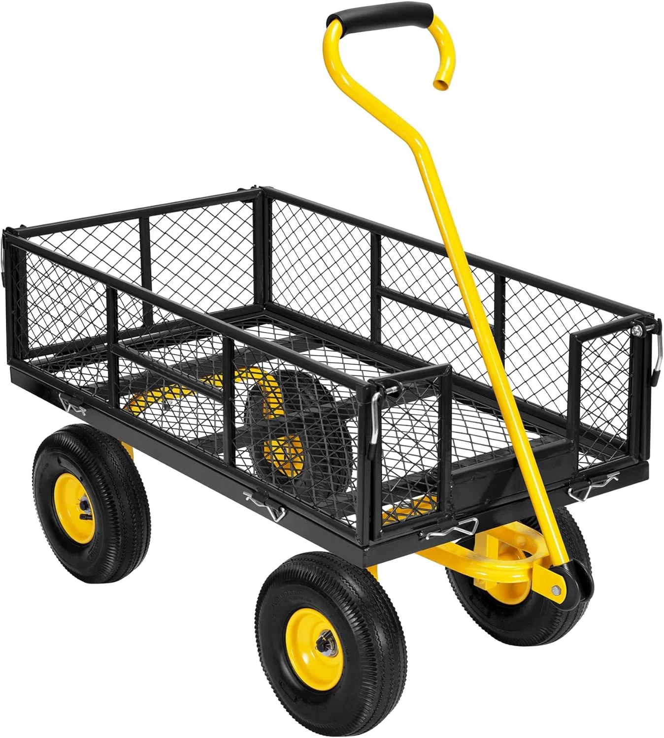 SPECSTAR Mesh Steel Garden Cart with Removable Sides and 4.10/3.50-4 inch Wheels, 880 lbs Capacity