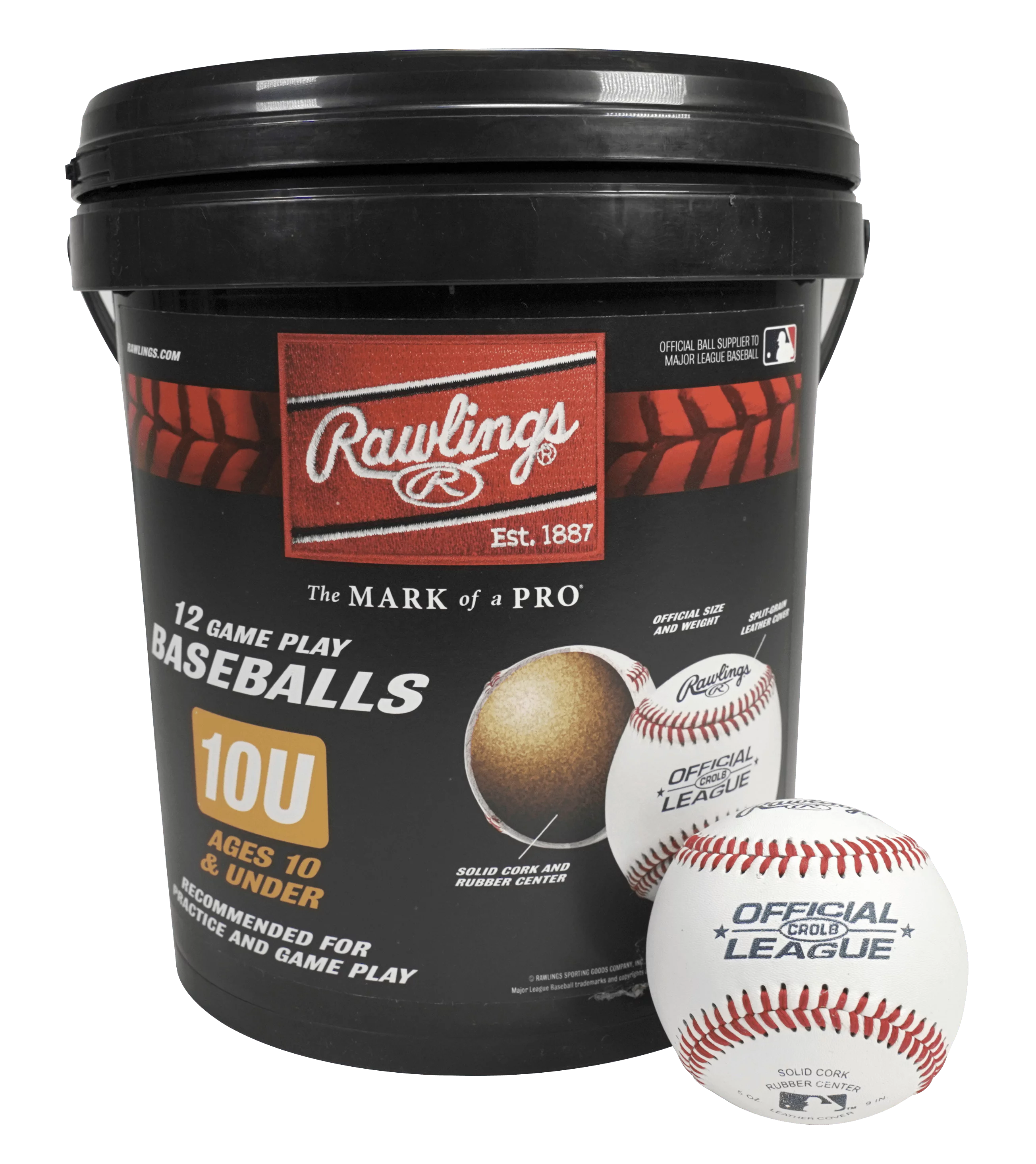 (12 Pack) Rawlings Bucket of 10U Official League CROLB Practice Youth Baseballs
