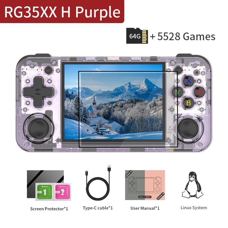 RG35XX H Handheld Game Console Linux 3.5 inch IPS Screen H700 Retro Video Games Player 3300mAh 64G 5528 Classic Games
