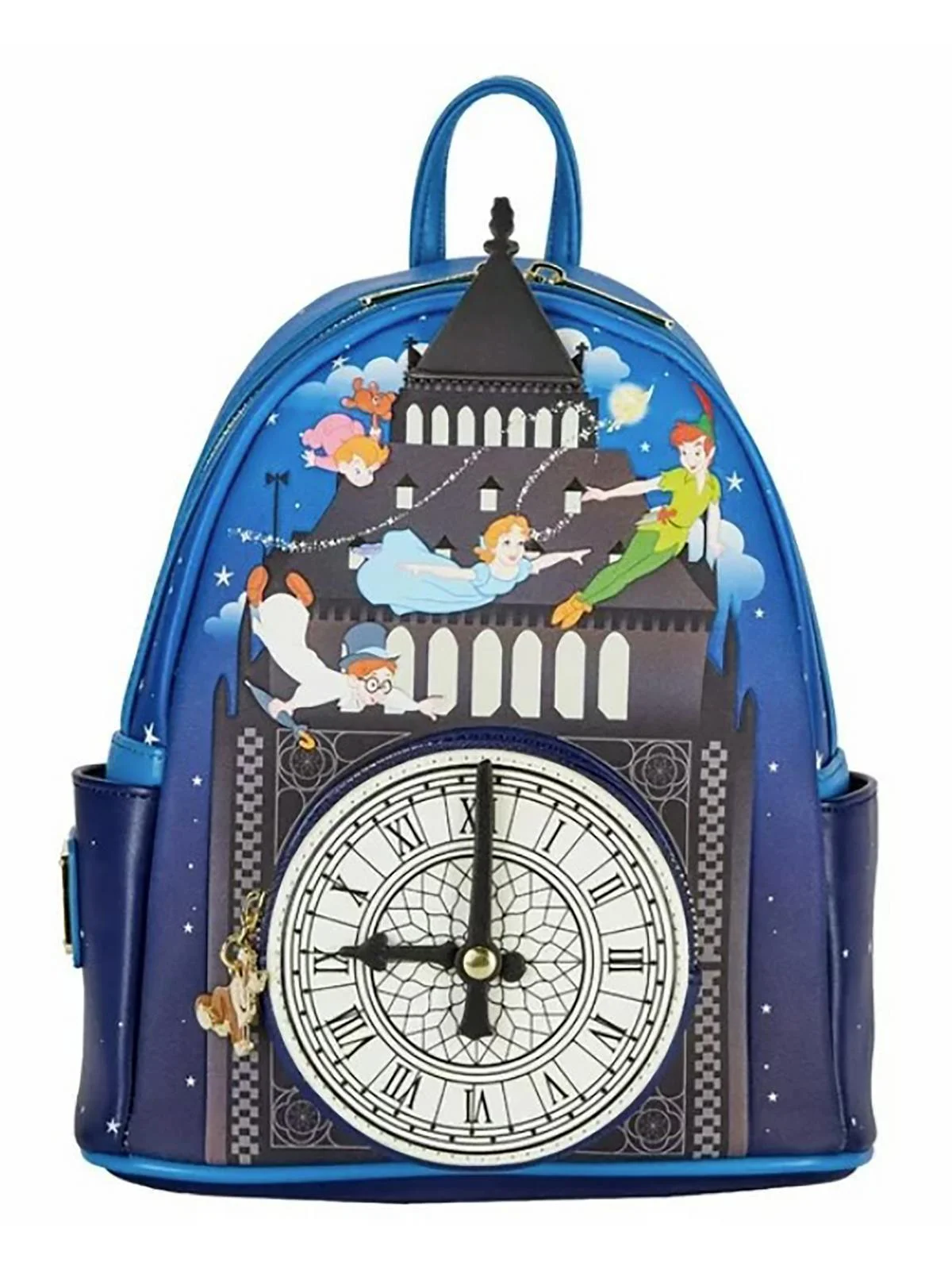 Loungefly Womens Peter Pan Glow Clock Faux Leather Mini Backpack