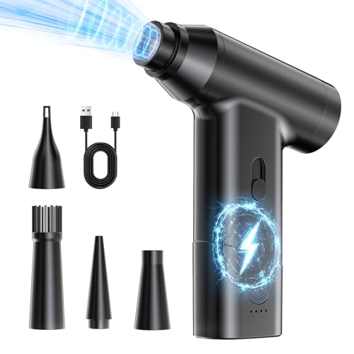 Compressed Air Duster, 300000RPM Air Duster Electric Cleaner for Keyboard, PC Deep Cleaning, Cordless Air Blaster, Replace Compressed Air Can-No Canned Air Duster,Rechargeable Air Blower