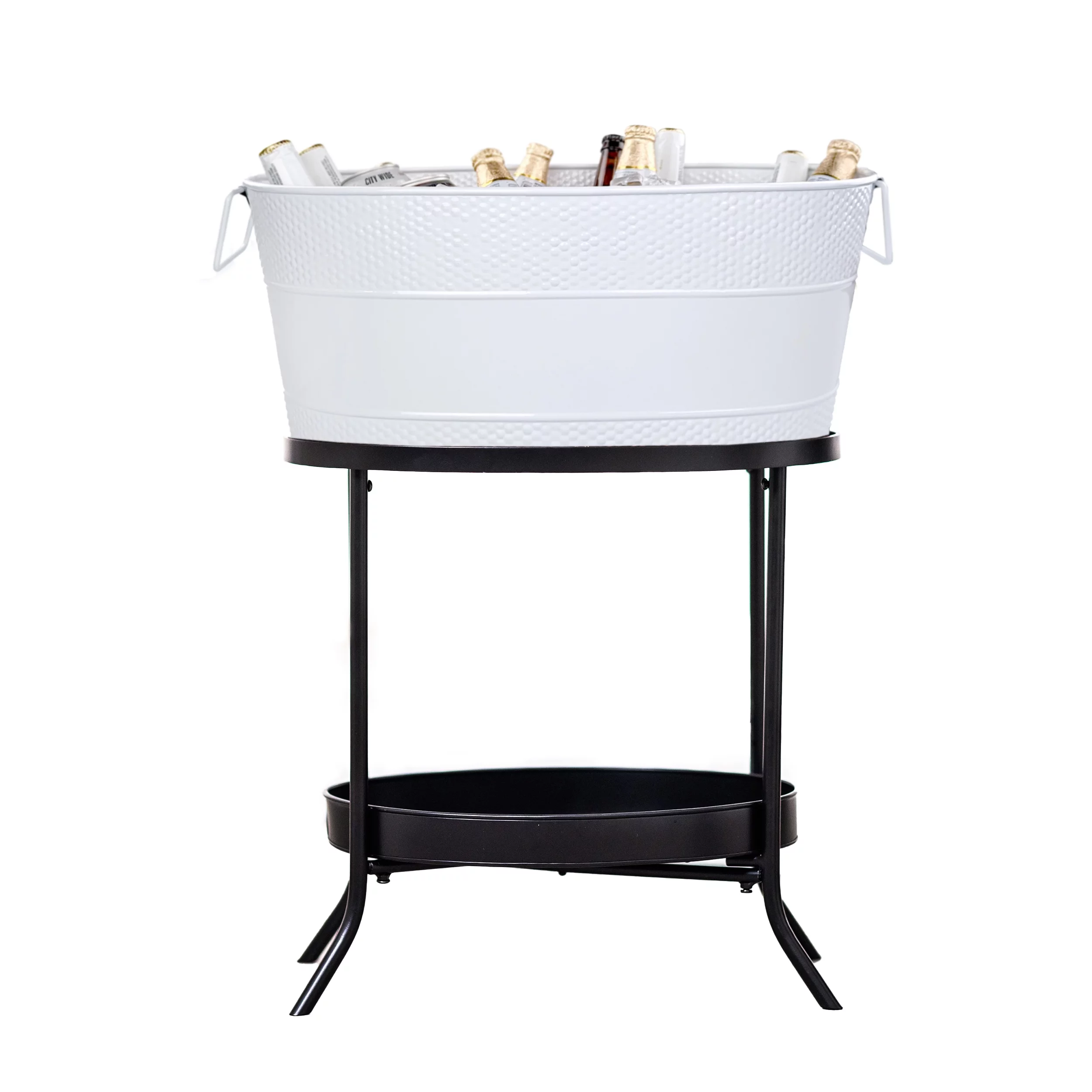 BREKX White Metal Aspen Model Beverage Tub with Iron Stand 28-inch Assembled Height