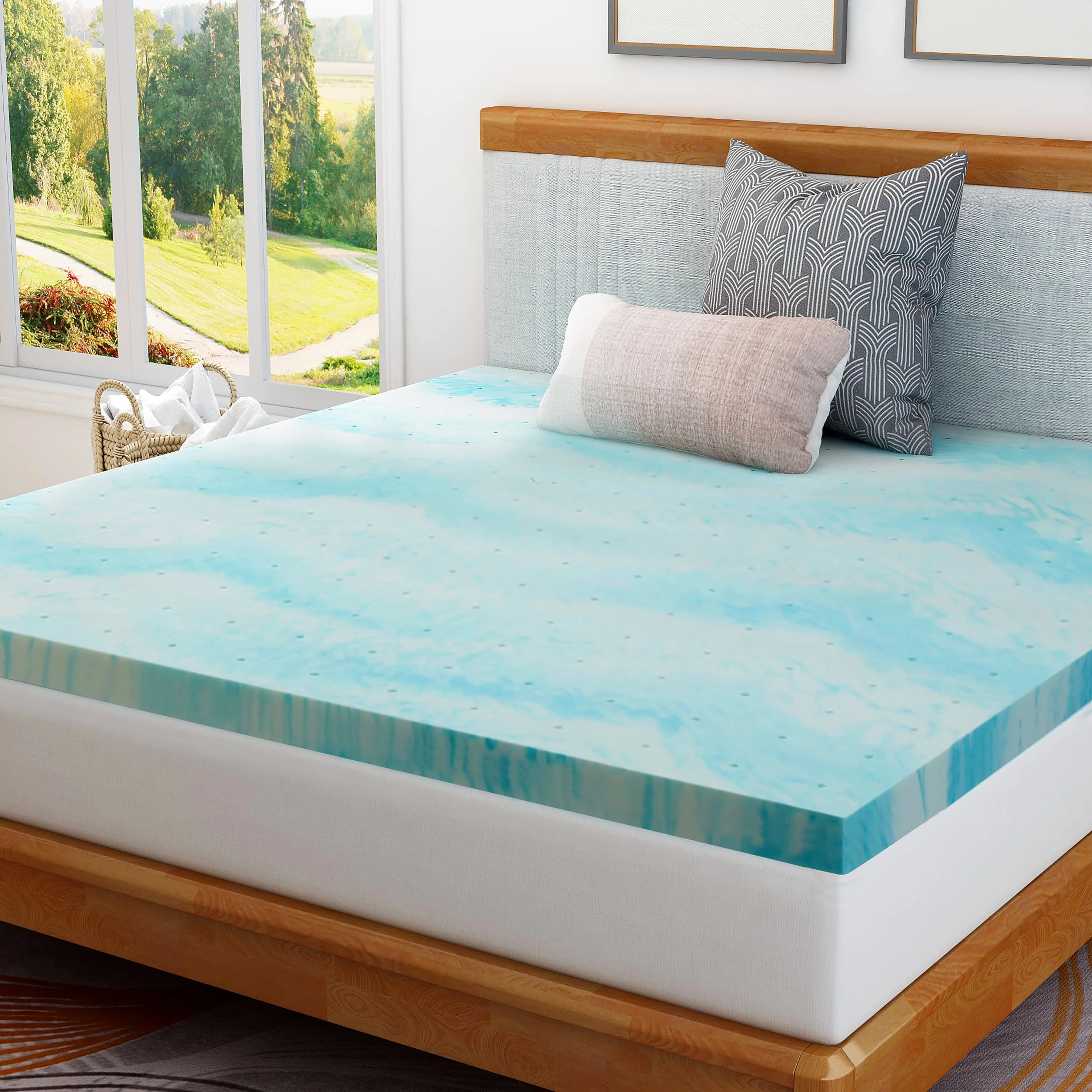4''KING Memory Foam Mattress Topper, Cooling Gel Mattress Topper CertiPUR-US Certified