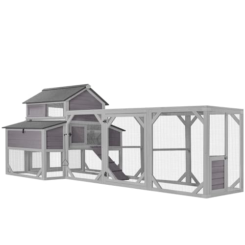 Aivituvin Chicken Coop Extra Large Chicken House 41.3ft² for 8-10 Chickens Outdoor Wooden Hen House Poultry Cage with 6 Nesting Boxes, 6 Perches, Large Run 118