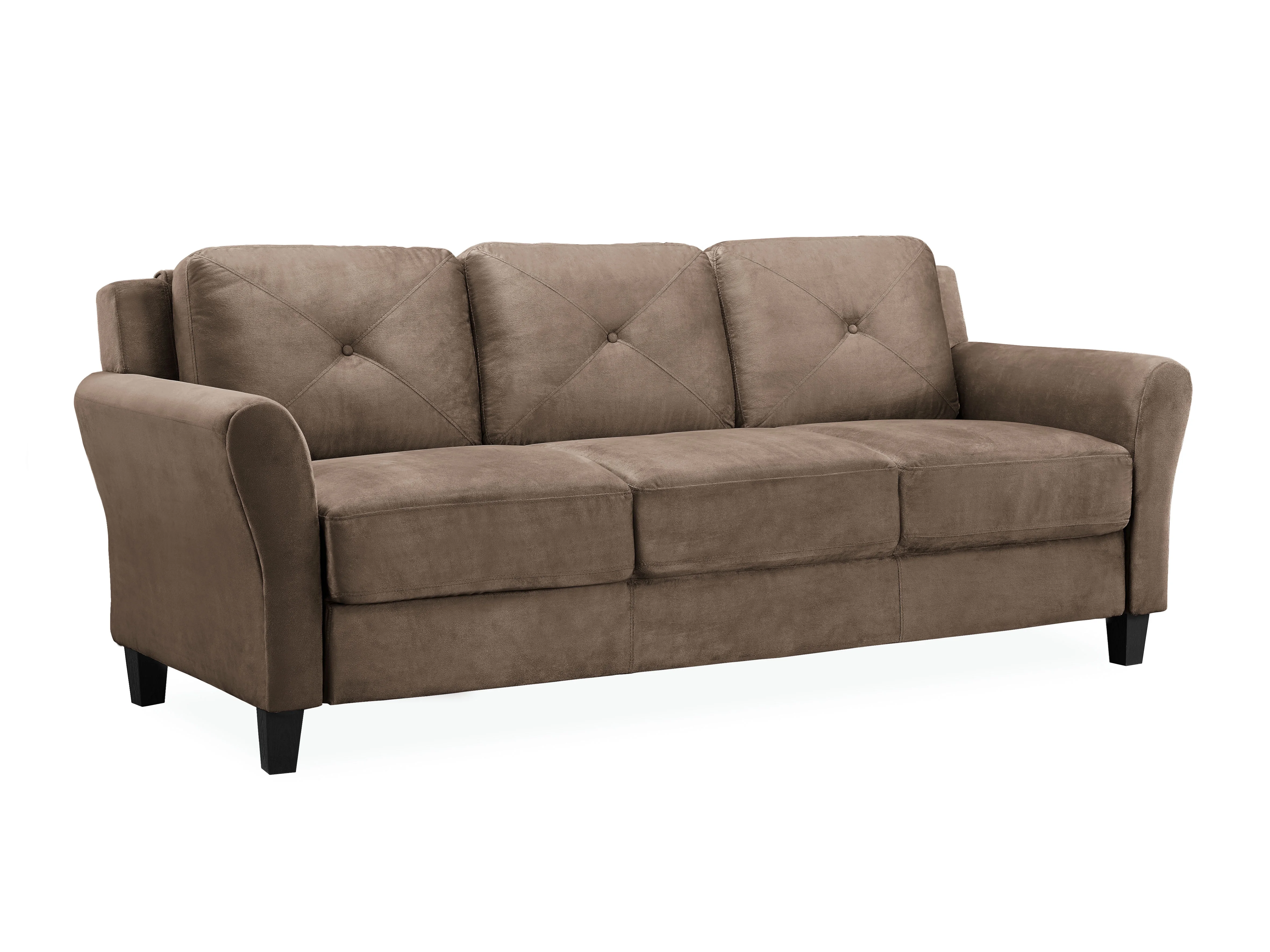 Lifestyle Solutions Taryn Traditional Sofa with Rolled Arms, Brown Fabric