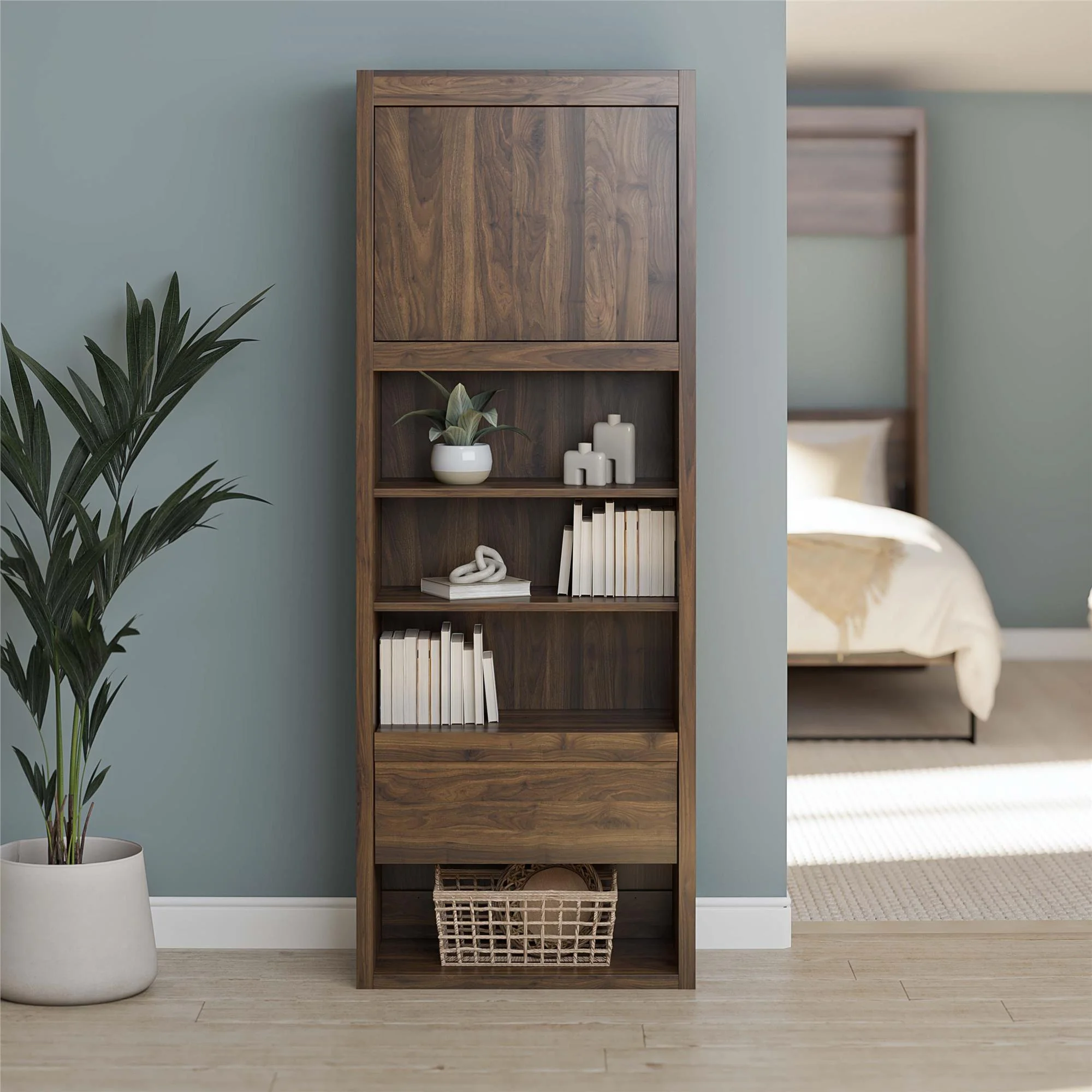 Signature Sleep Single Side Cabinet for Murphy Wall Beds in Walnut