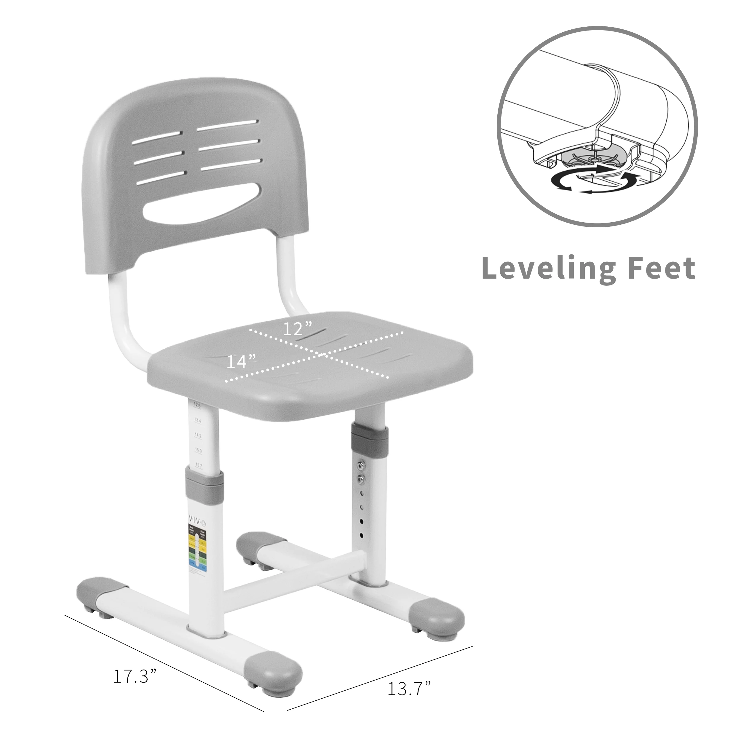 VIVO Gray Universal Height Adjustable Children's Desk Chair (Chair Only)