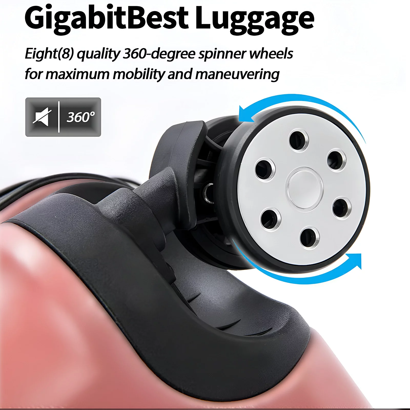 JZRSuitcase Carry-on Luggage 20inch Hardside Trolley Bag ABS+PC Suitcase with TSA Lock Single Aluminum Handle Spinner Wheels, Pink