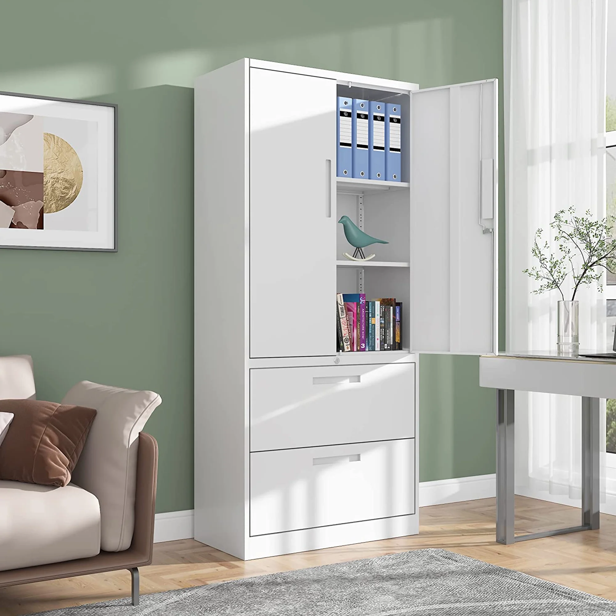 STANI Metal Storage Cabinet with 2 Drawers, 71